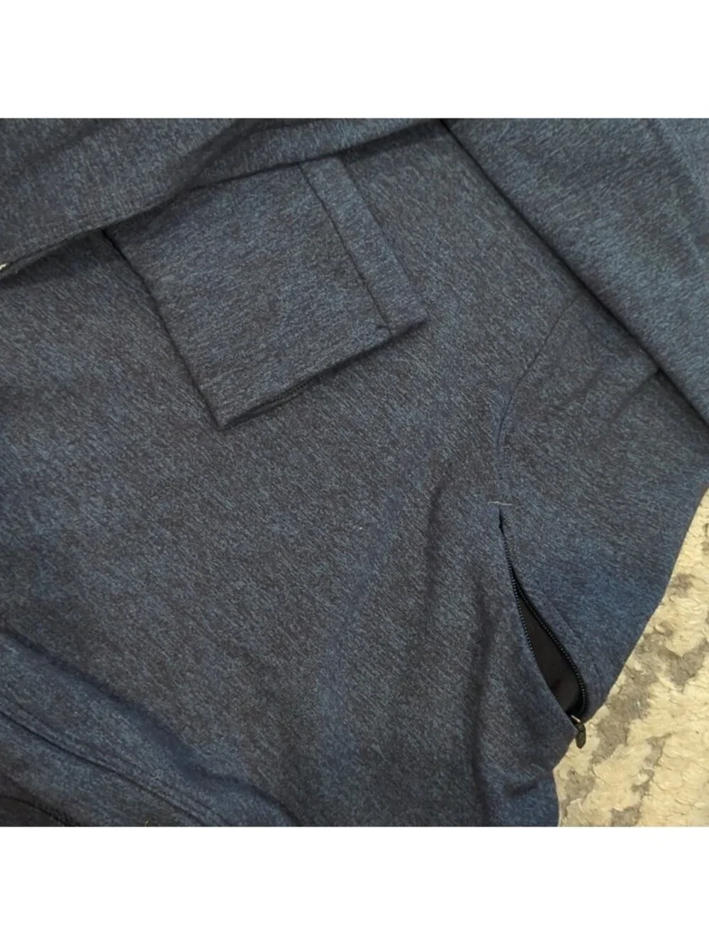 Lululemon Extra Mile 1/2 Zip Heathered Nocturnal Teal / Black